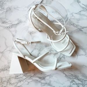 Aldo Miran Womens Square Open Toe Heels Size 8.5 White Strappy